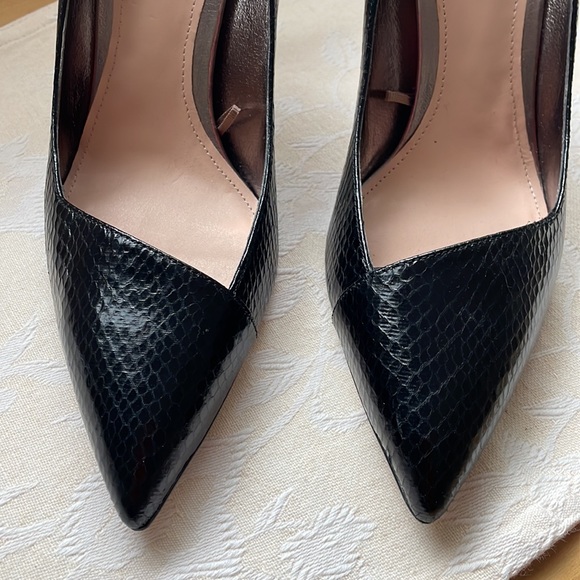 Zara Black High Heel Pumps Snake Skin Print.Pointed Toe. - Picture 7 of 11